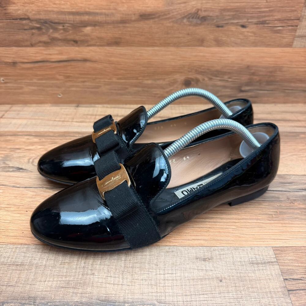 Salvatore Ferragamo Elisabel Womens Size 6.5M Flats Ladies Black Shoes